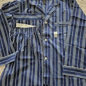 Diplomat Blue Multicolored Striped Pajama Set Size Large